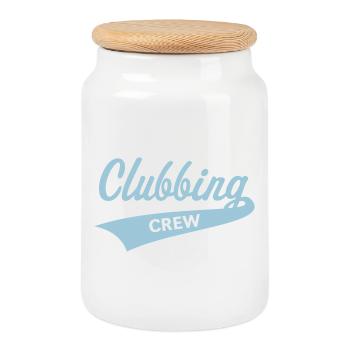 Clubbing Crew (Party / Feiern / Tanzen / Skyblue) - Keksdose mit Holzdeckel - Weiß - Vorne