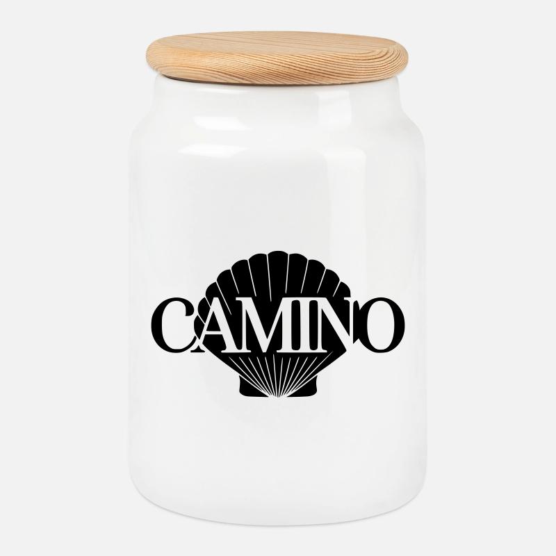 Camino Shell - Cookie Jar with Wooden Lid - white
