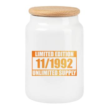 33rd Birthday Limited Edition - ꝏ Supply 11/1992 - Cookie Jar with Wooden Lid - white - Front