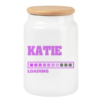 Katie as a baby - Cookie Jar with Wooden Lid - white - Front