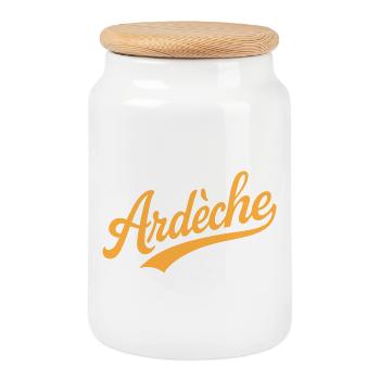 Ardèche Schriftzug - Keksdose mit Holzdeckel - Weiß - Vorne