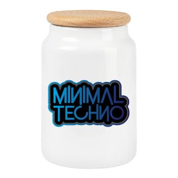 techno minimale - Boîte à biscuits avec couvercle en bois - blanc - Devant