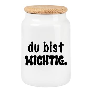 You are important. - Cookie Jar with Wooden Lid - white - Front