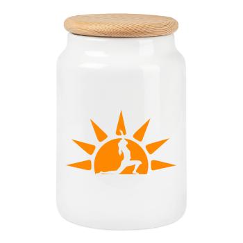 Sunshine Yoga – Un design radieux pour les yogis - Boîte à biscuits avec couvercle en bois - blanc - Devant