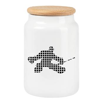 Gardien de but de hockey sur glace - Boîte à biscuits avec couvercle en bois - blanc - Devant