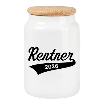 Rentner 2026 (Rente / Ruhestand / Black) - Keksdose mit Holzdeckel - Weiß - Vorne