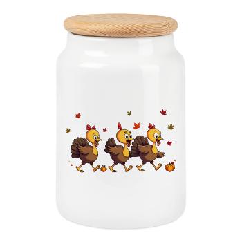 Thanksgiving Truthahn Baby - Keksdose mit Holzdeckel - Weiß - Vorne