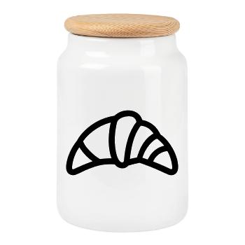 croissant - Boîte à biscuits avec couvercle en bois - blanc - Devant