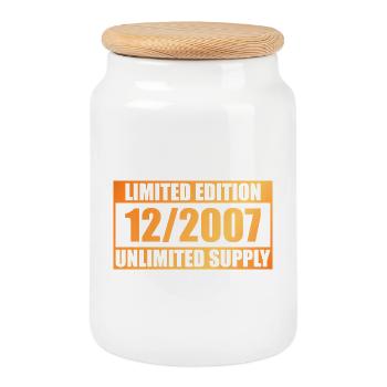 18th Birthday Limited Edition - ꝏ Supply 12/2007 - Cookie Jar with Wooden Lid - white - Front