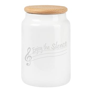 Enjoy The Silence Spruch Ruhe Stille Introvertiert - Keksdose mit Holzdeckel - Weiß - Vorne