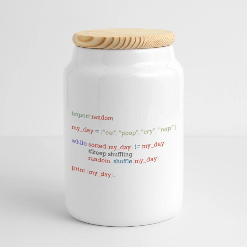 Drôle de code python sur la vie quotidienne, bébé Boîte à biscuits avec couvercle en bois