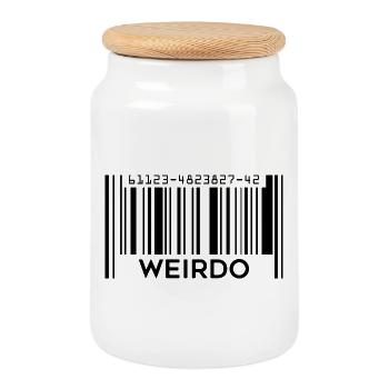 Weirdo Barcode Shirt Geek Celebrate Weirdness - Cookie Jar with Wooden Lid - white - Front