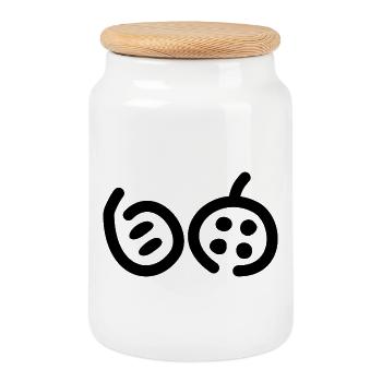Japanese Kanji for 'Freedom' Black - Cookie Jar with Wooden Lid - white - Front