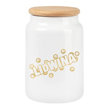 Name Lidwina - Keksdose mit Holzdeckel - Weiß - Vorne