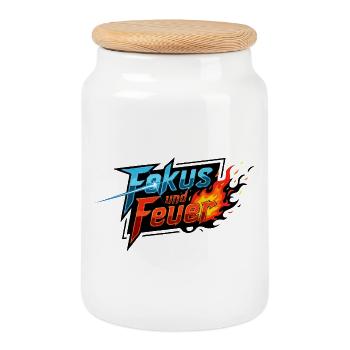 Focus and Fire: Flames Sword - Cookie Jar with Wooden Lid - white - Front