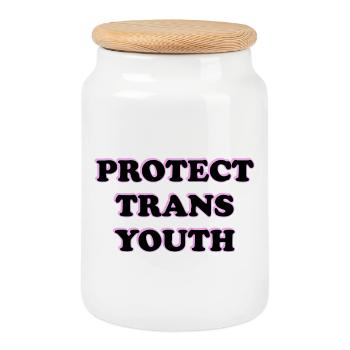 Trans-Jugendliche schützen - Keksdose mit Holzdeckel - Weiß - Vorne