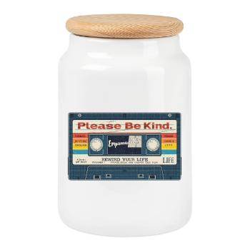 Please Be Kind Tape Aesthetic - Keksdose mit Holzdeckel - Weiß - Vorne
