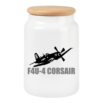 F4U 4 Corsair - Boîte à biscuits avec couvercle en bois - blanc - Devant