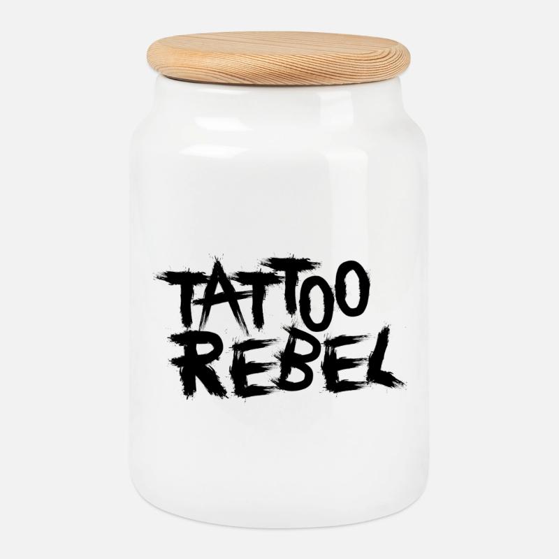 Tattoo Rebel black - Keksdose mit Holzdeckel - Weiß
