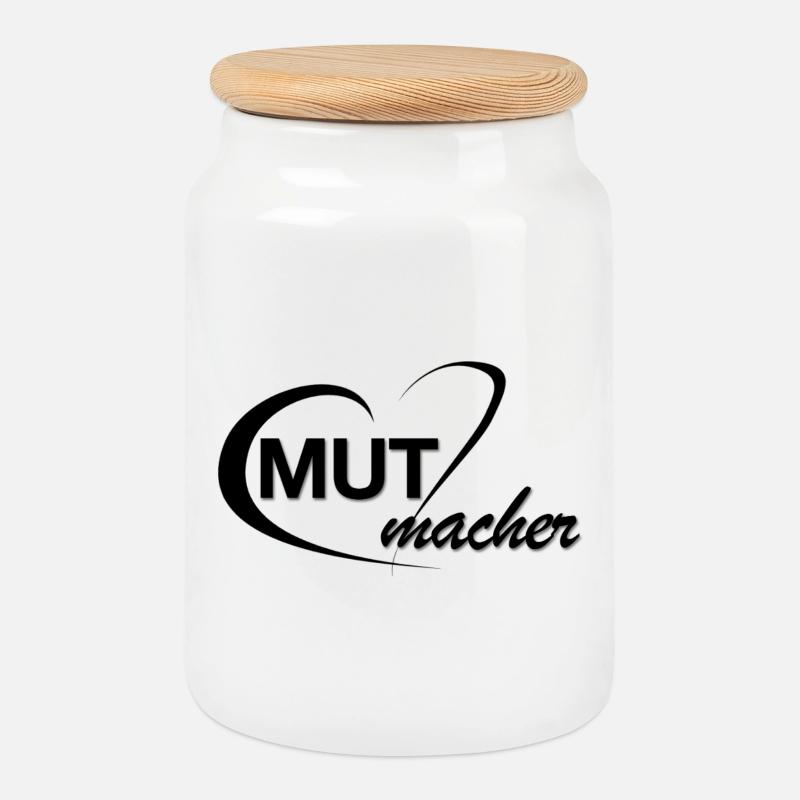 Mutmacher_Logo_schwarz - Keksdose mit Holzdeckel - Weiß