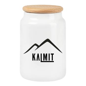 Mountain Silhouette Minimal Peak - Cookie Jar with Wooden Lid - white - Front