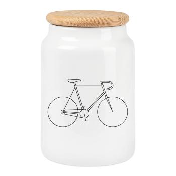 Fahrrad Silhouette Minimal Design für Biker - Keksdose mit Holzdeckel - Weiß - Vorne