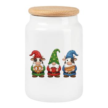 Vache Joyeux Noël Cool Noël - Boîte à biscuits avec couvercle en bois - blanc - Devant