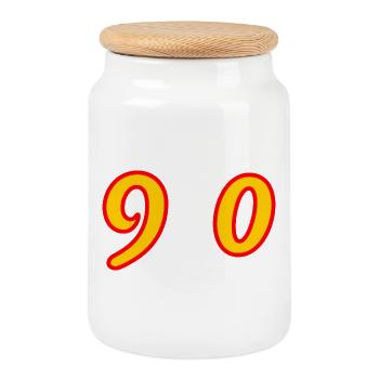 90. 90 ANS. 90e ANNIVERSAIRE. ANNIVERSAIRE 90 ANS. - Boîte à biscuits avec couvercle en bois - blanc - Devant