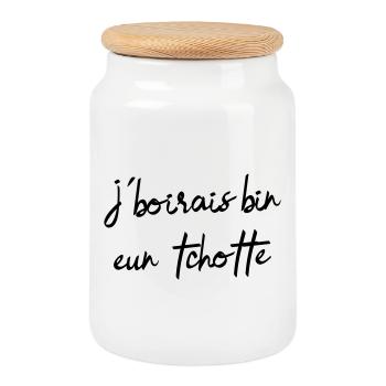 Ich würde bin eun tchotte trinken, humor chti du Nord - Keksdose mit Holzdeckel - Weiß - Vorne