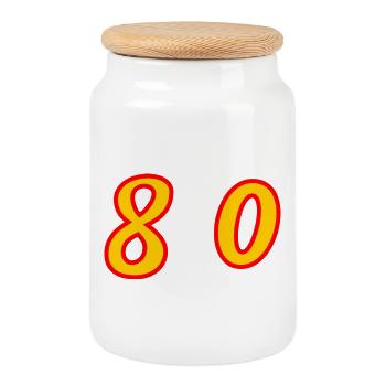 80. 80 YEARS. 80th ANNIVERSARY. 80 YEARS ANNIVERSARY. - Cookie Jar with Wooden Lid - white - Front