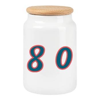 80. 80 YEARS. 80th ANNIVERSARY. 80 YEARS ANNIVERSARY. - Cookie Jar with Wooden Lid - white - Front