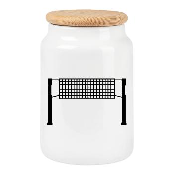 Filet de volley-ball - Boîte à biscuits avec couvercle en bois - blanc - Devant
