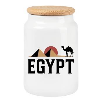 Pyramides à la lumière du désert - Boîte à biscuits avec couvercle en bois - blanc - Devant