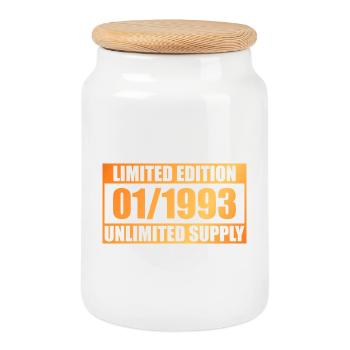 33. Geburtstag Limited Edition - ꝏ Supply 01/1993 - Keksdose mit Holzdeckel - Weiß - Vorne