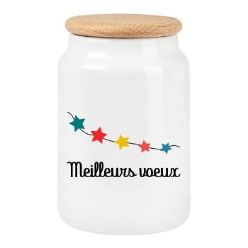 BONNE ANNEE. SAINT SYLVESTRE. MEILLEURS VOEUX - Boîte à biscuits avec couvercle en bois - blanc - Devant