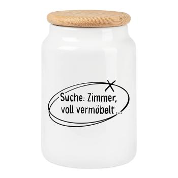 Salle de fouille, complètement amoché - Boîte à biscuits avec couvercle en bois - blanc - Devant