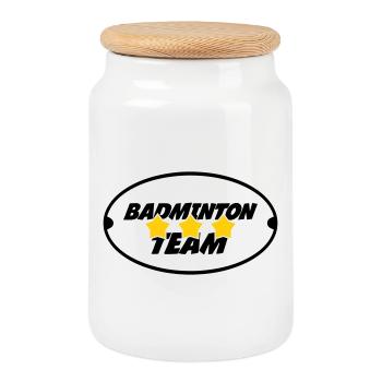 Equipe de Badminton  - Boîte à biscuits avec couvercle en bois - blanc - Devant
