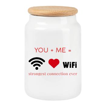You + Me – Strongest Connection Valentinstag Shirt - Keksdose mit Holzdeckel - Weiß - Vorne