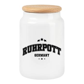 Lettrage Ruhrpott style urbain vintage design - Boîte à biscuits avec couvercle en bois - blanc - Devant