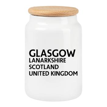 Glasgow – Scotland Textdesign - Cookie Jar with Wooden Lid - white - Front