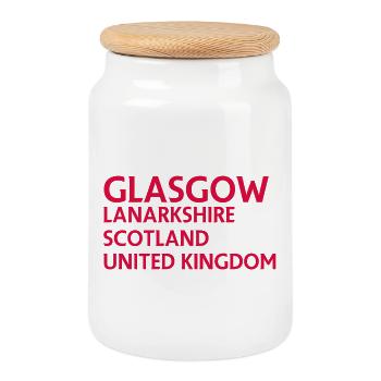 Glasgow – Scotland Textdesign - Cookie Jar with Wooden Lid - white - Front