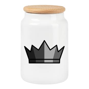 Schwarze Krone King Gaming Logo - Keksdose mit Holzdeckel - Weiß - Vorne