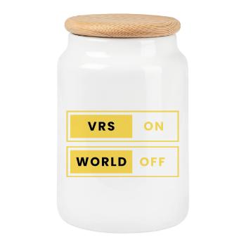 VRS ON Monde DÉSACTIVÉ - Boîte à biscuits avec couvercle en bois - blanc - Devant