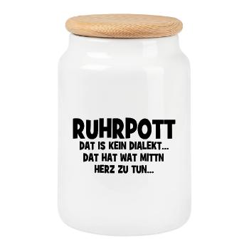 Ruhrpott - Ça hat wat mittn Herz zu tun - Boîte à biscuits avec couvercle en bois - blanc - Devant