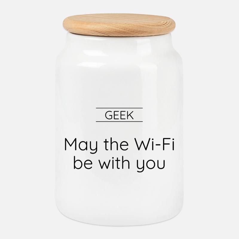 GEEK – Möge das WLAN mit dir sein. - Keksdose mit Holzdeckel - Weiß