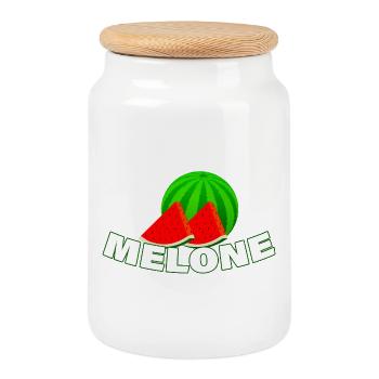 melon - Cookie Jar with Wooden Lid - white - Front