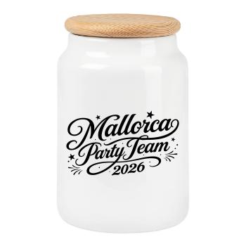 Équipe de la fête de Majorque 2026 - Boîte à biscuits avec couvercle en bois - blanc - Devant