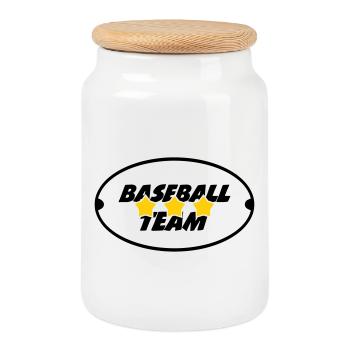 Baseballmannschaft – Sport - Keksdose mit Holzdeckel - Weiß - Vorne