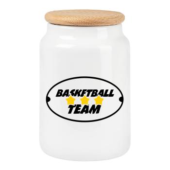 Equipe de basketball - Boîte à biscuits avec couvercle en bois - blanc - Devant