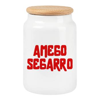 AMEGO SEGARRO - Boîte à biscuits avec couvercle en bois - blanc - Devant